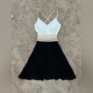 XS Black and white lace dress